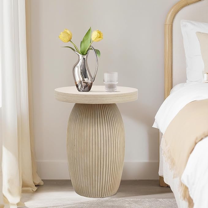 PARISLOFT Rustic Mushroom Side Table, Bohemian End Table