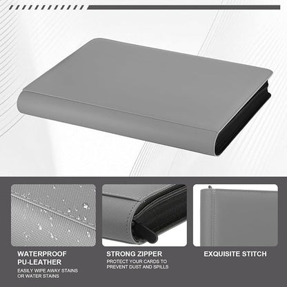 16 Pocket Toploader Binder,Holds 640 Top Loaders,Top Loader Binder for 3" x 4"Rigid Cards,Sleeves Card Collection Binder,20 Double Sided Pages,Compatible with Trading & Sports Holder (16Dark Grey)