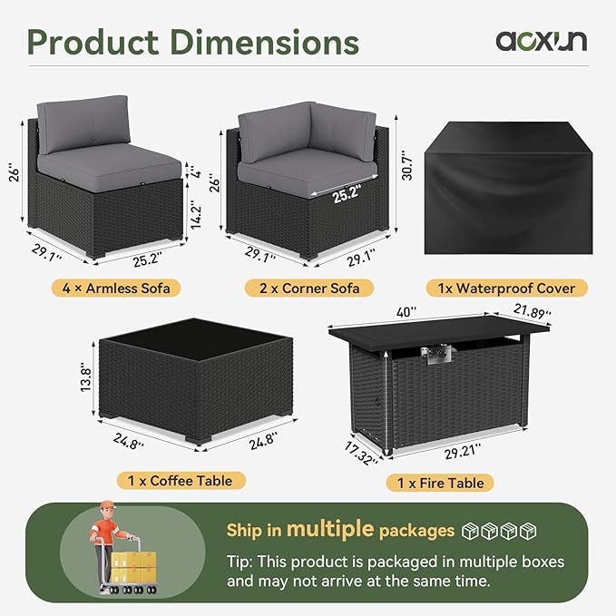Aoxun 8 Piece Patio Furniture Set