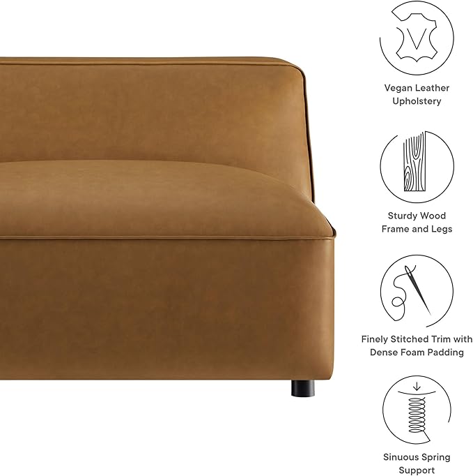 Modway Auren Vegan Leather Modular Armless Chair in Camel