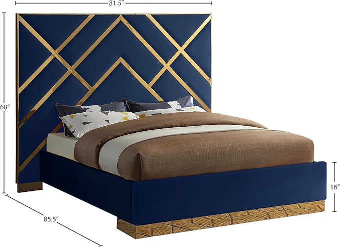Meridian Furniture VectorNavy-Q Vector Collection Modern | Contemporary Velvet