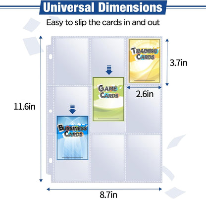 2232 Pockets Double Side Trading Card Sleeves, Fabmaker 9 Pocket Card Sleeves Binder Sheets for 3 Ring Binder, Long-Lasting Trading Card Binder Sleeves Fit for MTG, Baseball, Game, Business Cards
