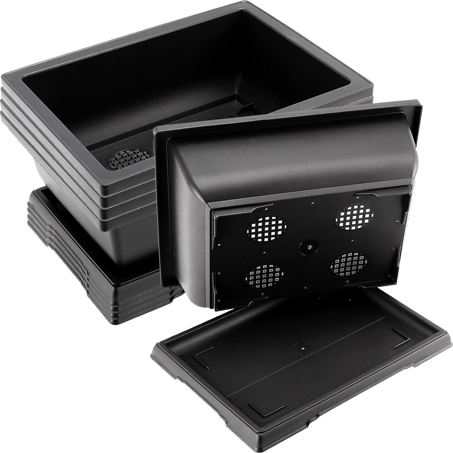 JOIKIT 10 Pack 9 Inch Plastic Bonsai Training Pots with Drainage Hole and Trays, Rectangular Bonsai Tree Pots, Plant Growing Pot for Garden, Decoration, Balcony