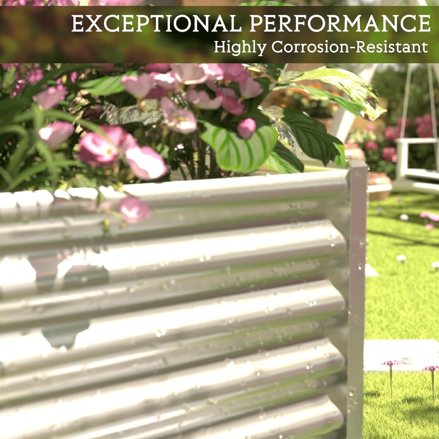 CATMANOR 3 Pack Corrugated Galvanized Steel Raised Garden Bed Outdoor, Metal Above Ground Garden Bed for Vegetables and Flowers, Rectangle Raised Beds for Gardening-36x18 inch