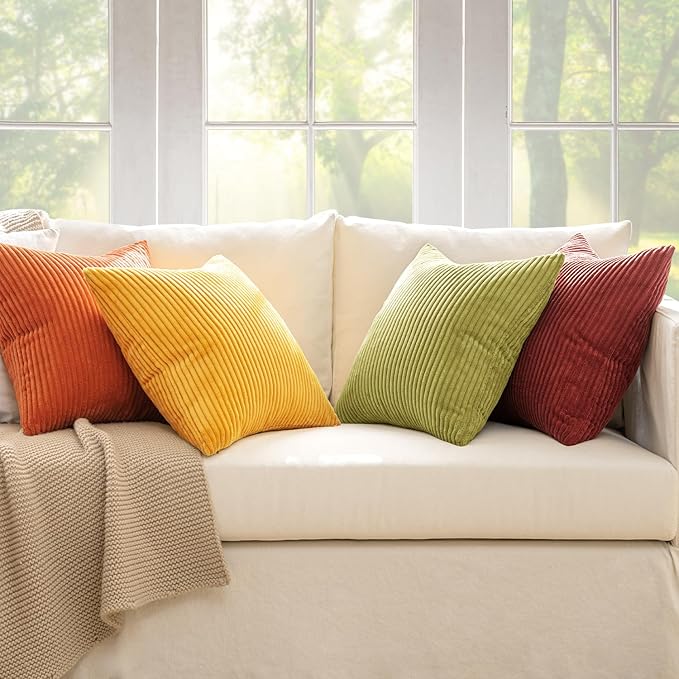 MIULEE Decorative Throw Pillow Covers 18x18 Inch Set of 4, Vibrant Cushion