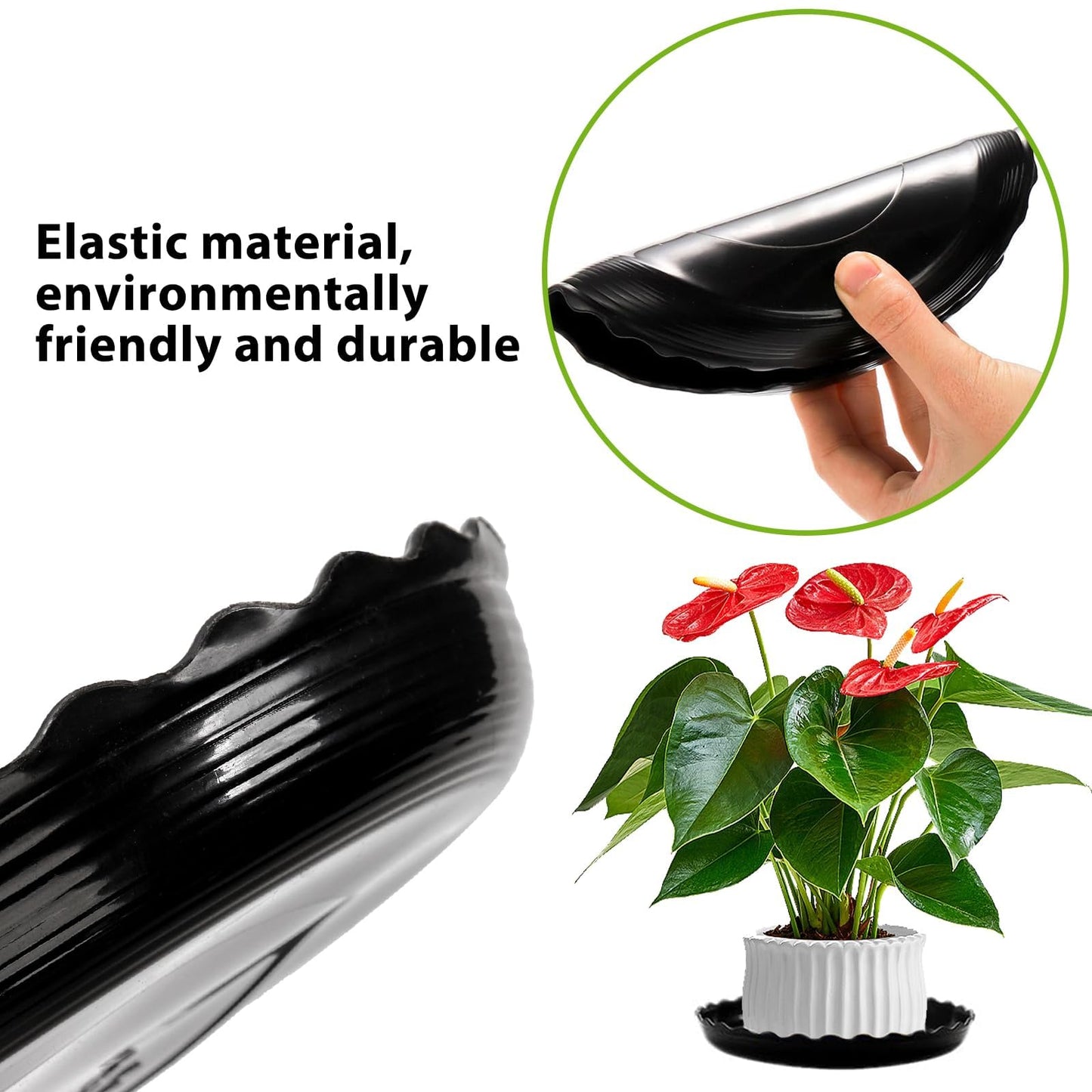 OFiSEXPT Plastic Plant Saucer Trays, 13 Pcs Plant Trays, 6/8/10 Inch Round, Gray, for Indoor/Outdoor Plants