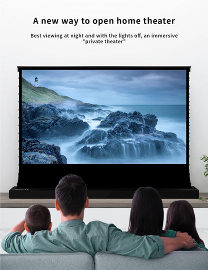 VIVIDSTORM-Projector Screen with Stand S 92 Inch Sound Transparent Perforated Floor Rising White Fabric 4k HD Ready Home/Movie Theatre Work with Normal Throw Projector, VSDSTPW92H
