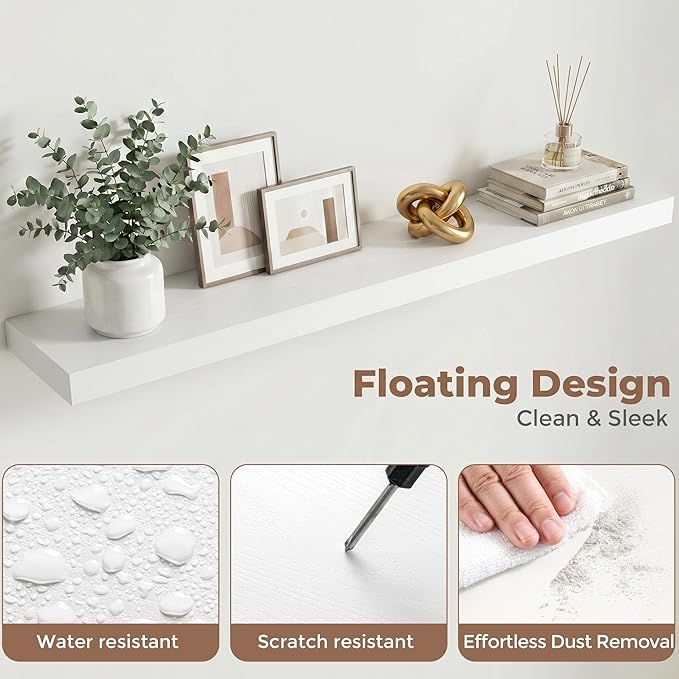 FLYJOE Floating Shelves for Wall, 48 Inch Floating Shelves Set of 2, Kitchen
