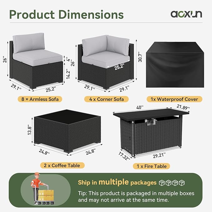 Aoxun 15 Piece Patio Furniture Set