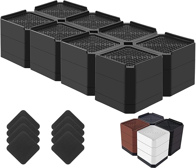 Bed Risers Heavy Duty, Adjustable Furniture Riser Blocks Lift 1.5, 4.3 inches