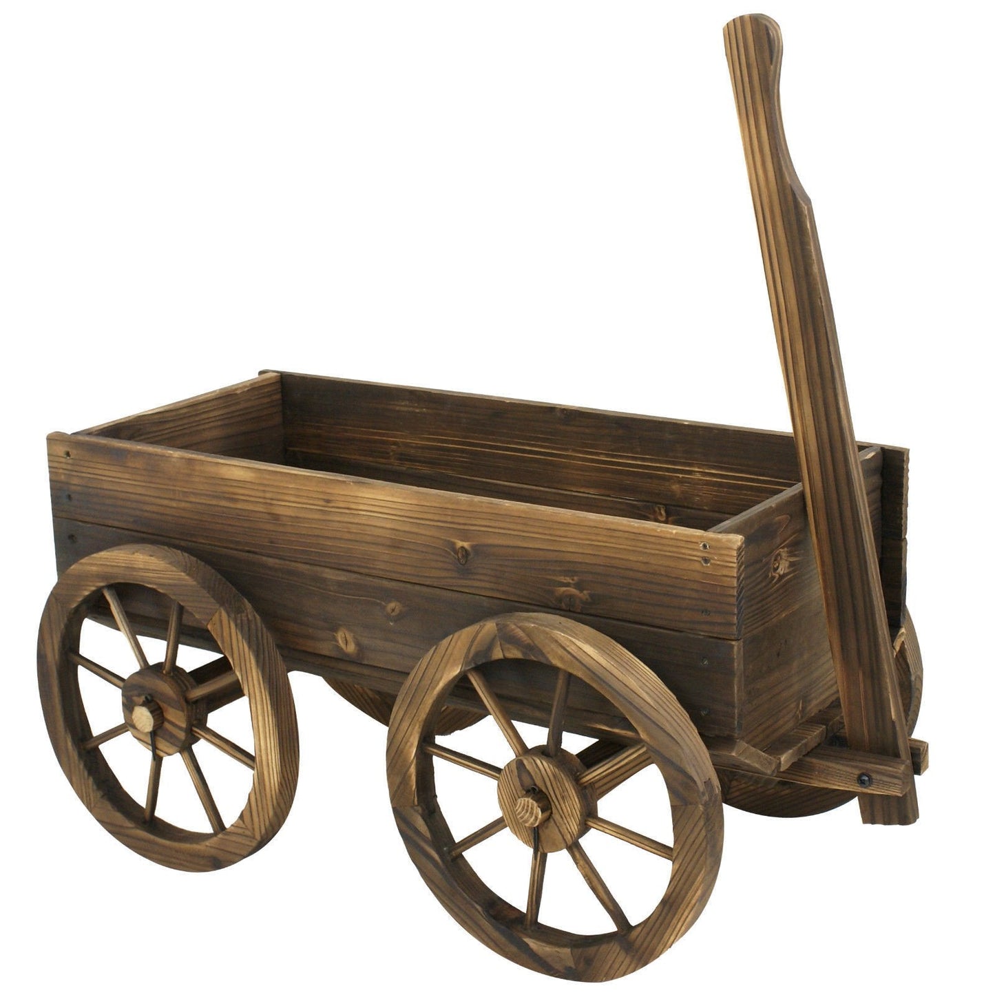 Rungfa Garden Wood Wagon Flower Planter Pot Stand with Wheels Home Outdoor Decor