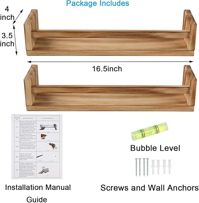 JORIKCHUO Nursery Book Shelves, Kitchen Spice Rack, or Rustic Wall Mounted