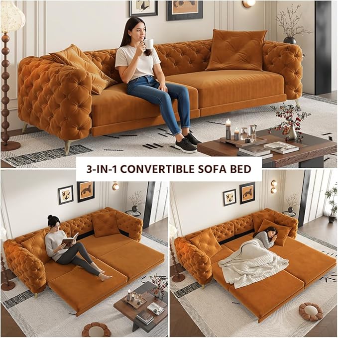 97.7" Convertible Queen Sleeper Sofa
