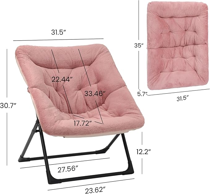Comfy Saucer Chair for Adults, Soft Faux Fur Bedroom Chair, Accent Dorm Chairs
