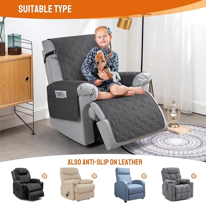 VANSOFY 100% Waterproof Recliner Chair Covers, Recliner Cover Non-Slip Dog