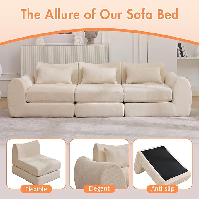 102" Modular Sectional Boneless Couch