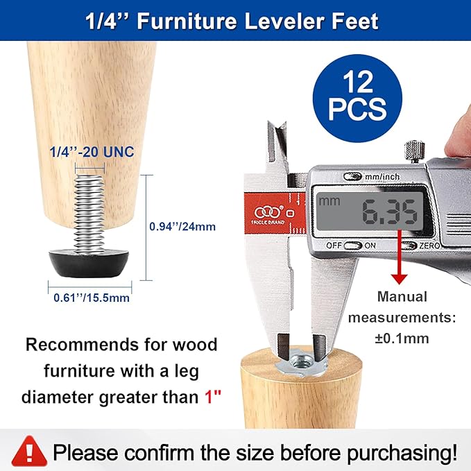 WAFJAMF Adjustable Furniture Levelers Screw in Threaded, Adjustable Levelers