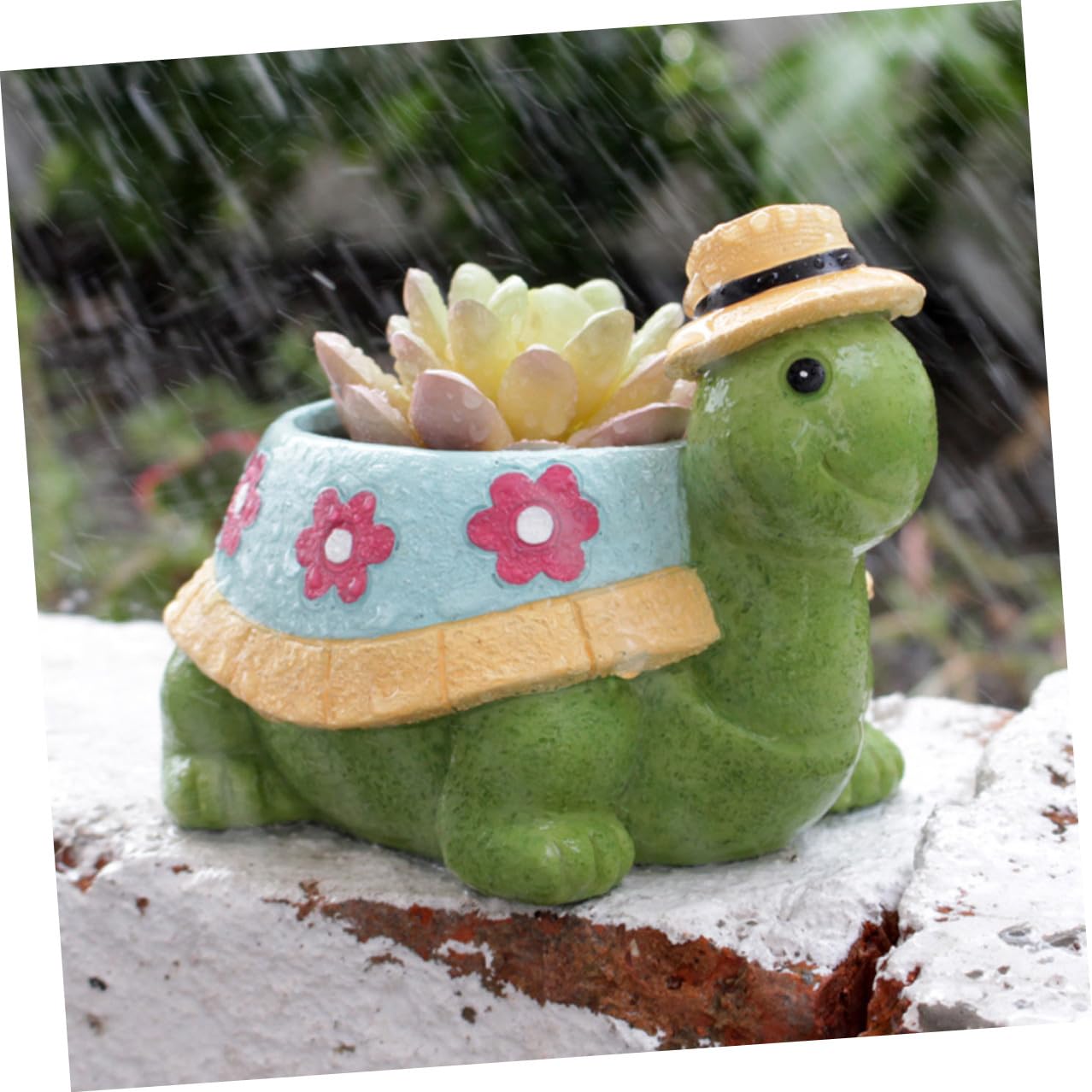 Lurrose Resin Turtle Succulent Planter with Drainage Cute Cartoon Small Flower Pot for Indoor and Outdoor Garden Decor Decorative Plant Holder for Desk Windowsill Bookshelf