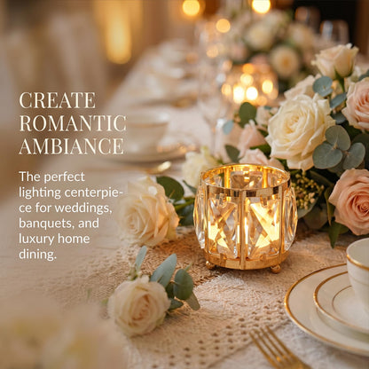Kolnlala 6pcs Tabletop Tealight Crystal Candle holders3.5''x3.5'' Class Votive Holder Home Decoration,Table centerpieces/Wedding Decor,Gorgeous Gift,Tabletop/Centerpiece Votive Holder (French Gold)