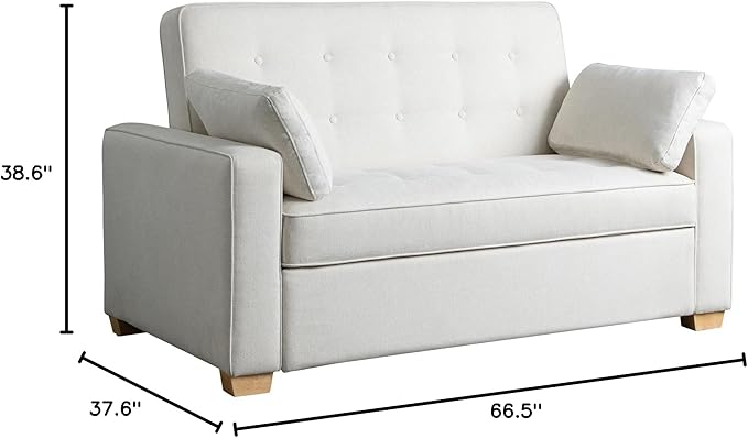 Serta Ainsley 66.5" Convertible Sleeper Loveseat, Full Size, Dreamcoil Comfort