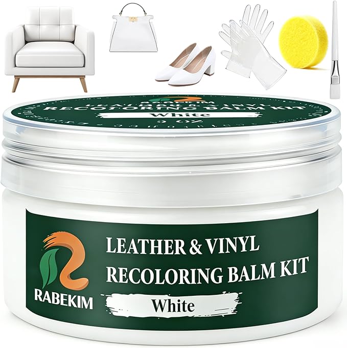 White Leather Repair Kit, Leather Recoloring Balm – Restore & Repair Faded