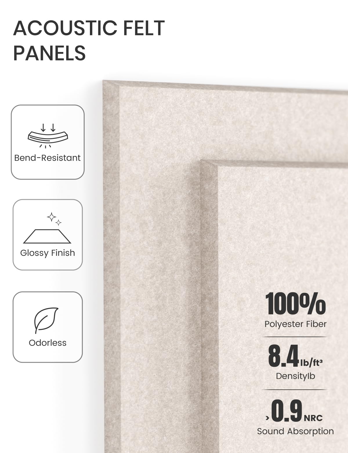 Felt Bulletin Board Tiles -28"x18" Cork Board Alternative for Office Decor, Push Pin Board Wall Organizer 6-Pack - Oatmeal