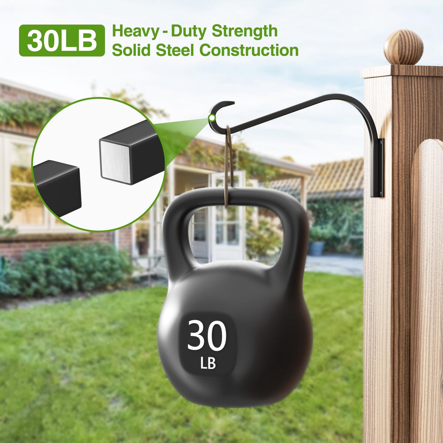 saffruff 12 Inch 2 Pack Plant Hangers for Indoor/Outdoor Wall Mount - Heavy Duty Hanging Plant Holder & Bird Feeder Hooks, Decorative Black Metal Wall Hangers for Plants, Flower Baskets