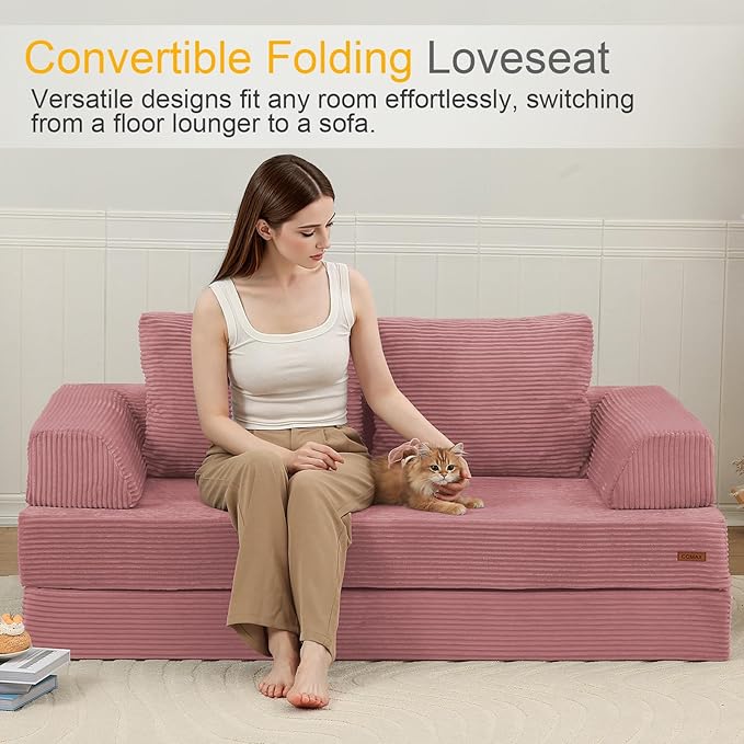 COMAX Futon Sofa Bed, Convertible Folding Sofa Bed, Boneless Couch Loveseat
