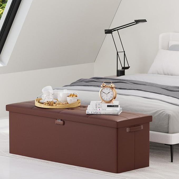 DocSafe Storage Ottoman Bench, Fireproof＆Waterproof Folding Bench