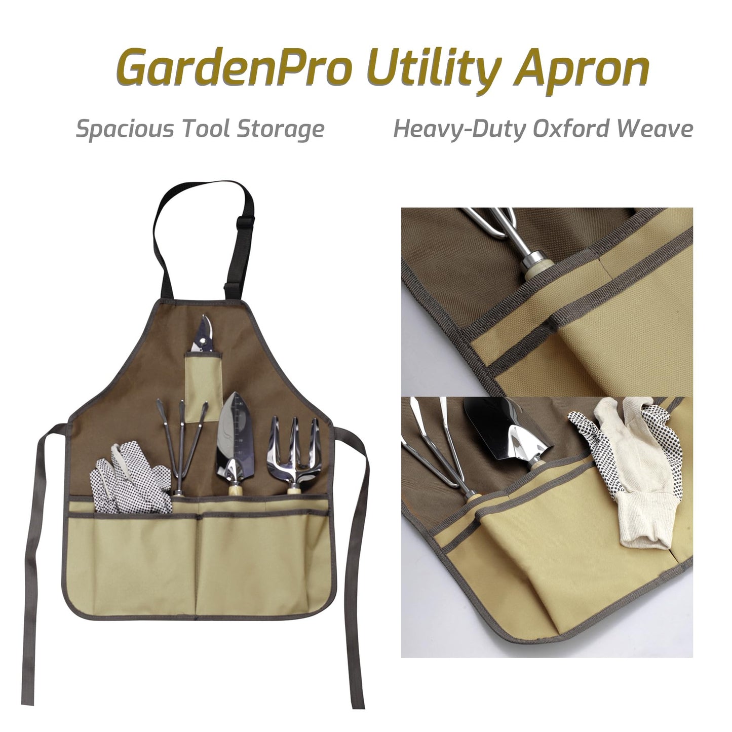 SMOOTHWIND 13-Piece Garden Tools Set with Tote Bag & Apron, Repotting Mat - Stainless Steel Heavy Duty Planting Kit, Ergonomic Non-Slip Handles - Gardening Gift for Women, Mom, Home Gardeners
