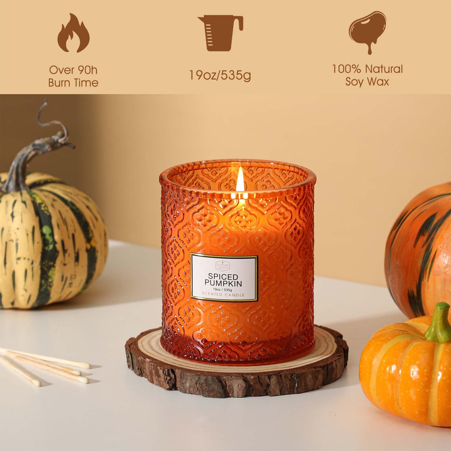 Fall Candle, Harvest Pumpkin Spice Candle, 19oz Large Fall Scented Candles Gifts for Women, Thanksgiving Candles, Thanksgiving Table Centerpiece, Farmhouse Harvest Decorations for Autumn Home Decor