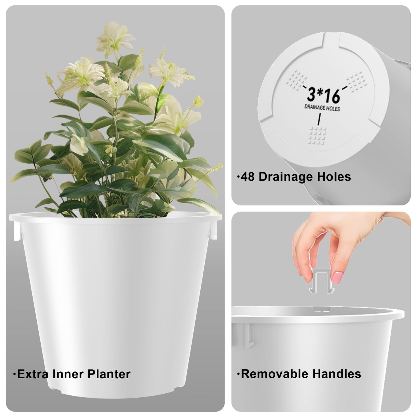 Kante Tall Round Planter Set of 2, 29 Inch Tall Decorative Planter Pots for Outdoor Indoor Garden Patio Front Porch (White)