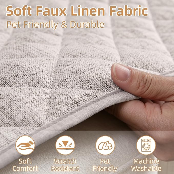 Dog Couch Cover for Sofa 100% Waterproof Faux Linen Sofa Covers for 3 Cushion