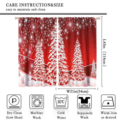 ICMOLYYENLO Christmas Curtains Santa Reindeer Sleigh Christmas Winter Decorative Curtains W42x45 Inch for Kitchen Bedroom Living Room Children's Room Decorative Curtains 2 Piece Set