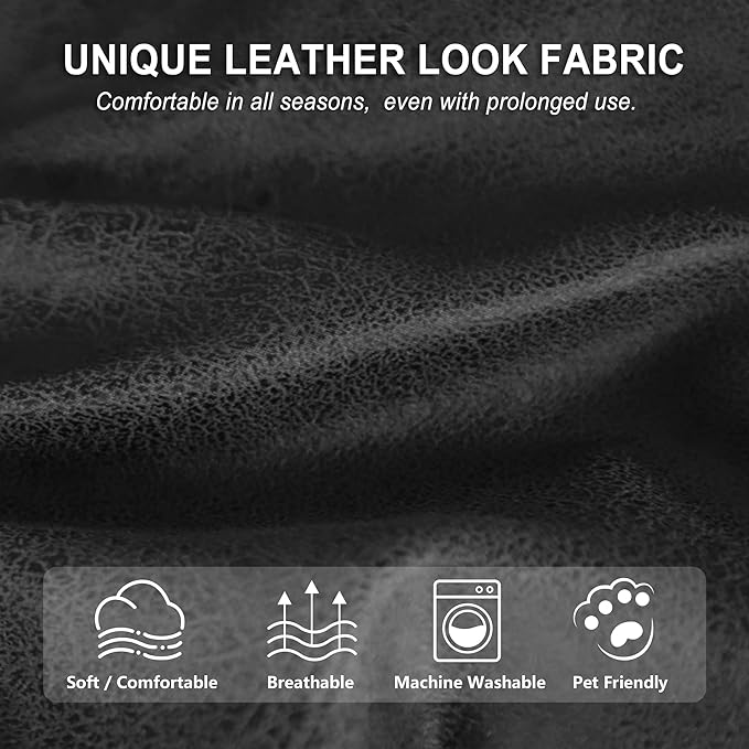 ANARACHON Leather Look Recliner Couch Cover, 8-Pieces Stretch Recliner Sofa