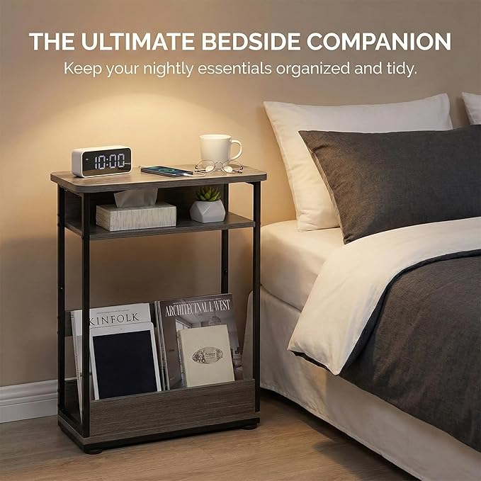 Narrow Side Table, 3-Tier Slim End Table
