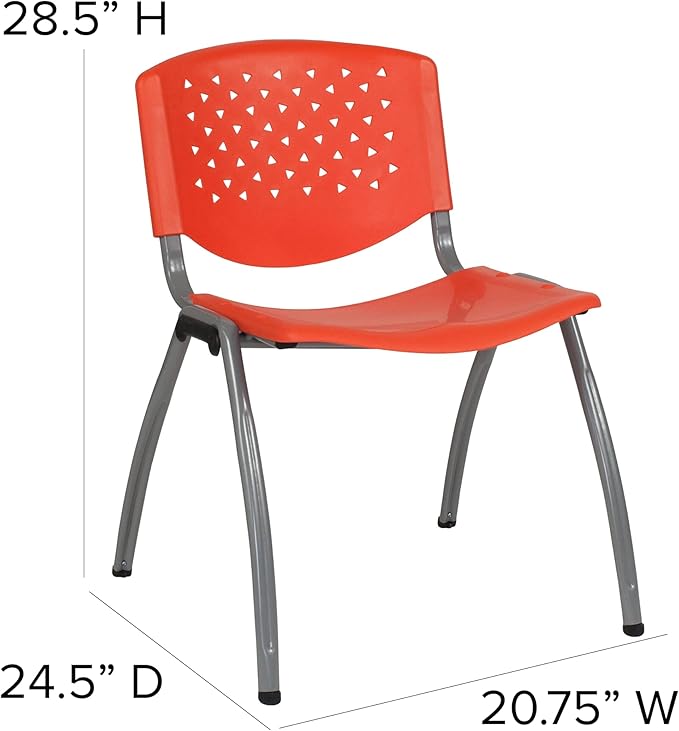Flash Furniture HERCULES Series 880 lb. Capacity Orange Plastic Stack Chair
