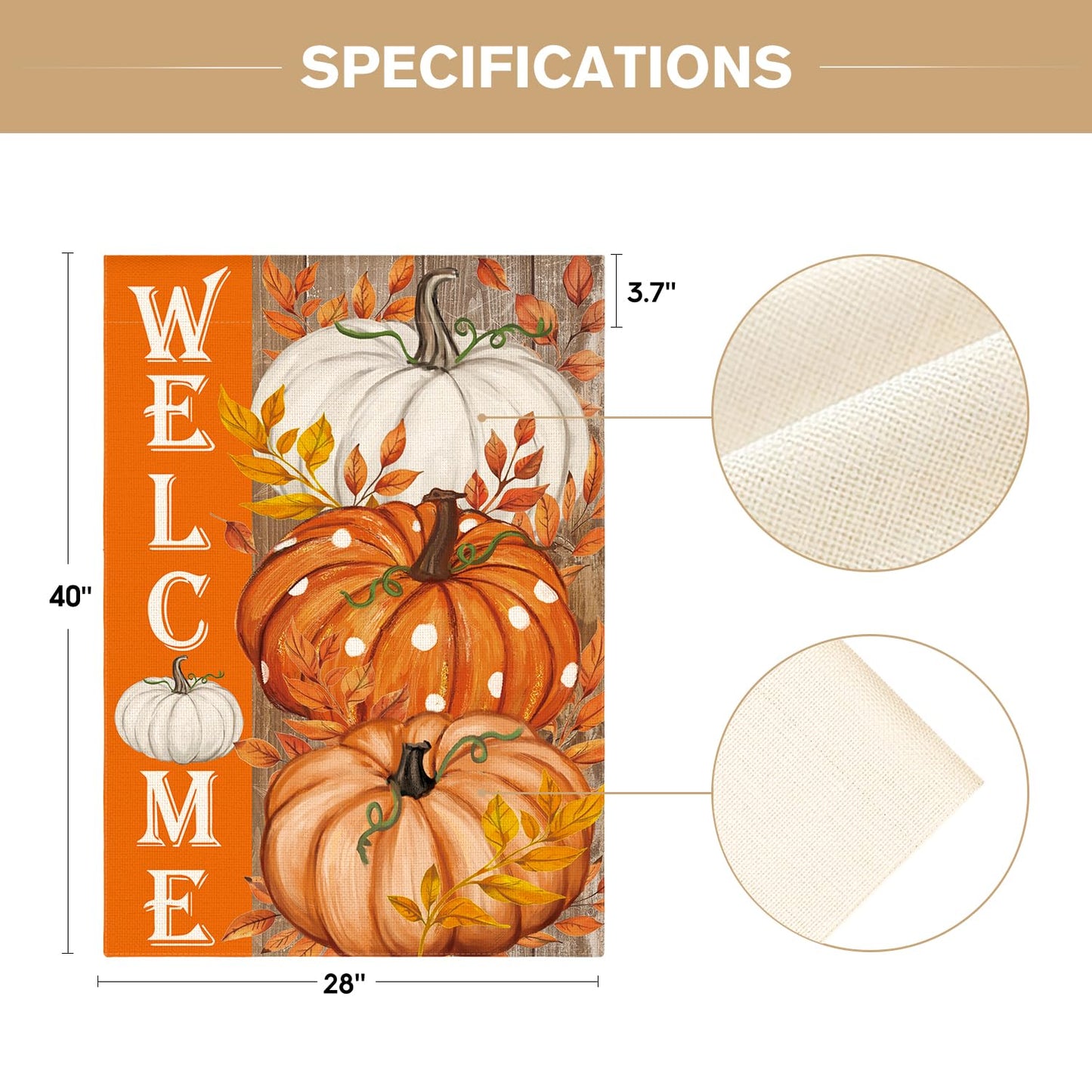 AVOIN colorlife Pumpkin Fall House Flag 28x40 Inch Double Sided Outside