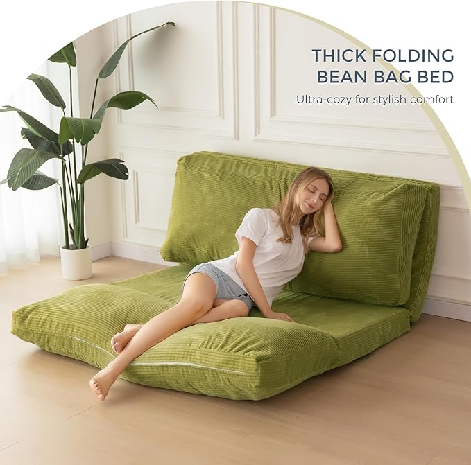 MAXYOYO Folding Sofa Bed, Extra Thick and Long Floor Sofa Convertible Sleeper