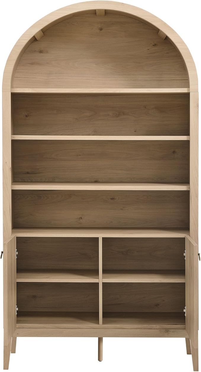 Modway Nolan Tall Arched Storage Display Cabinet in Light Oak