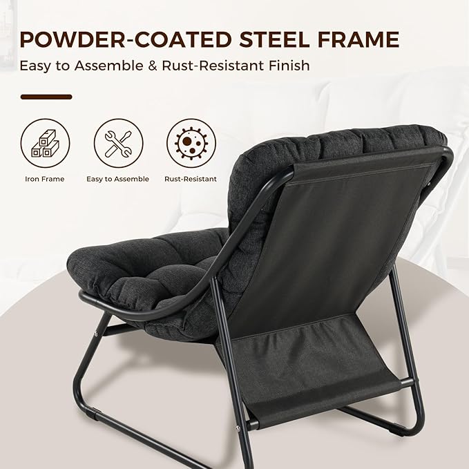 Grand patio Outdoor Chair with Ottoman, Comfy Lounge Chair with Puffy Cushion
