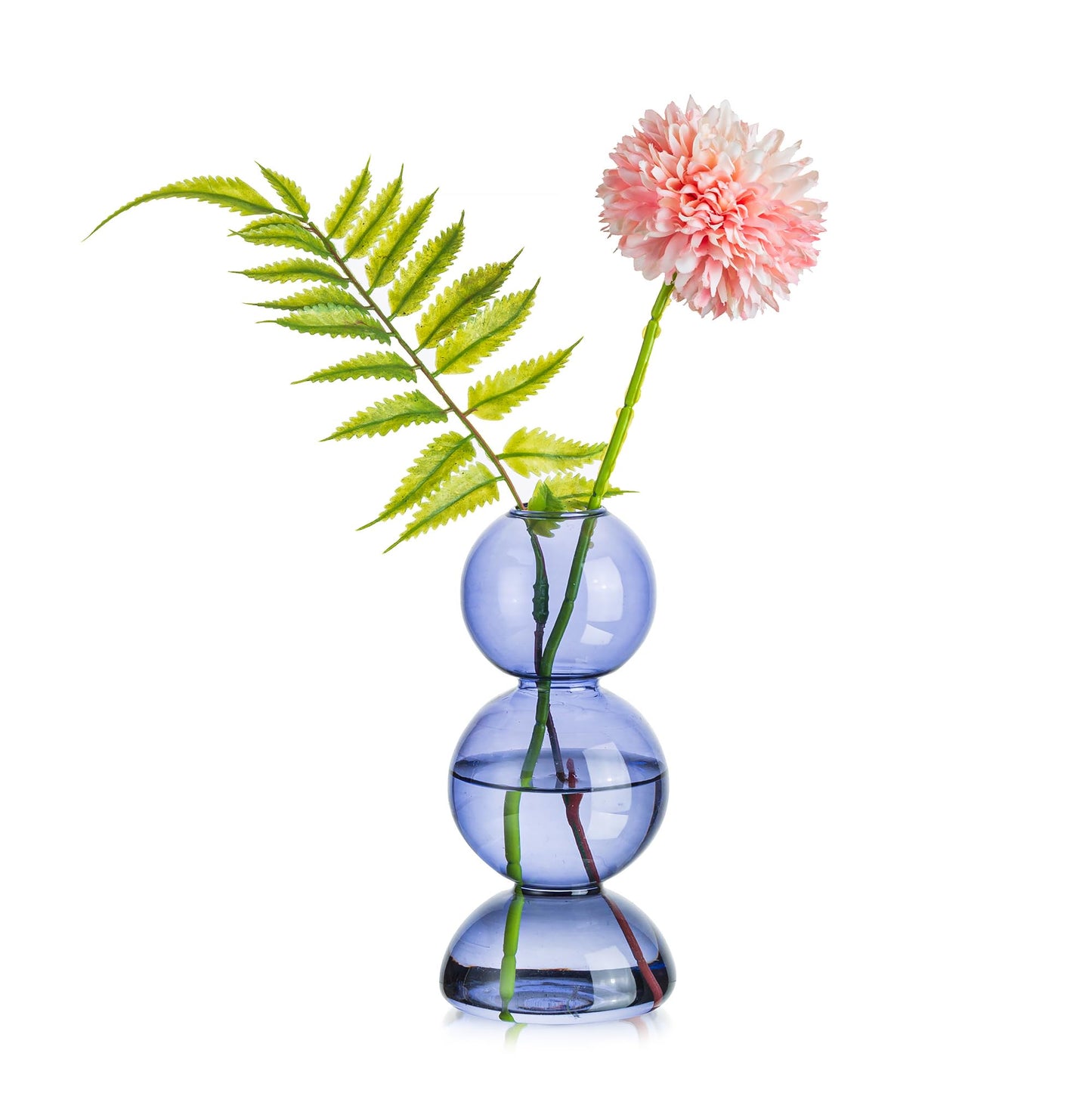 Glasseam Glass Bubble Vase, Cute Light Blue Vases for Flowers, Unique Small Flower Vases for Centerpieces, Ball Aesthetic Decorative Vase, Round Modern Vase for Home Decor Living Room Decorations
