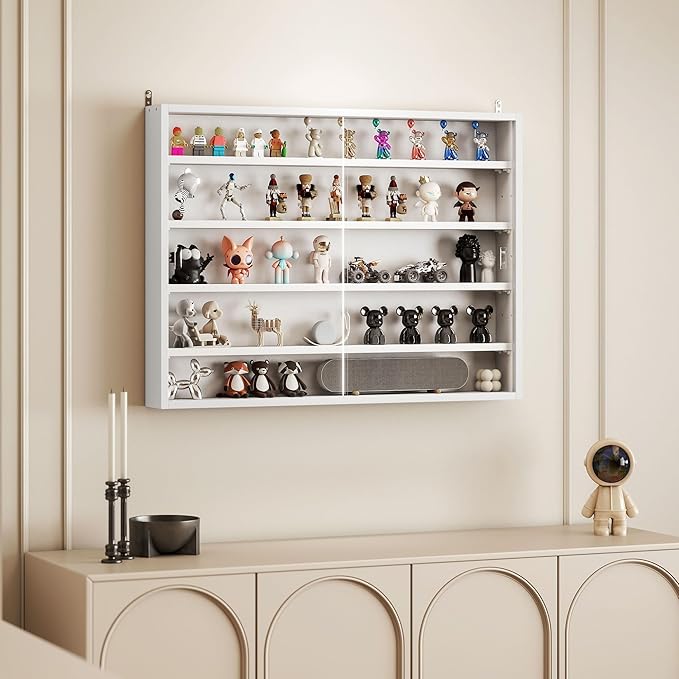 HOMCOM 5-Tier Display Cabinet, Glass Door Cabinet