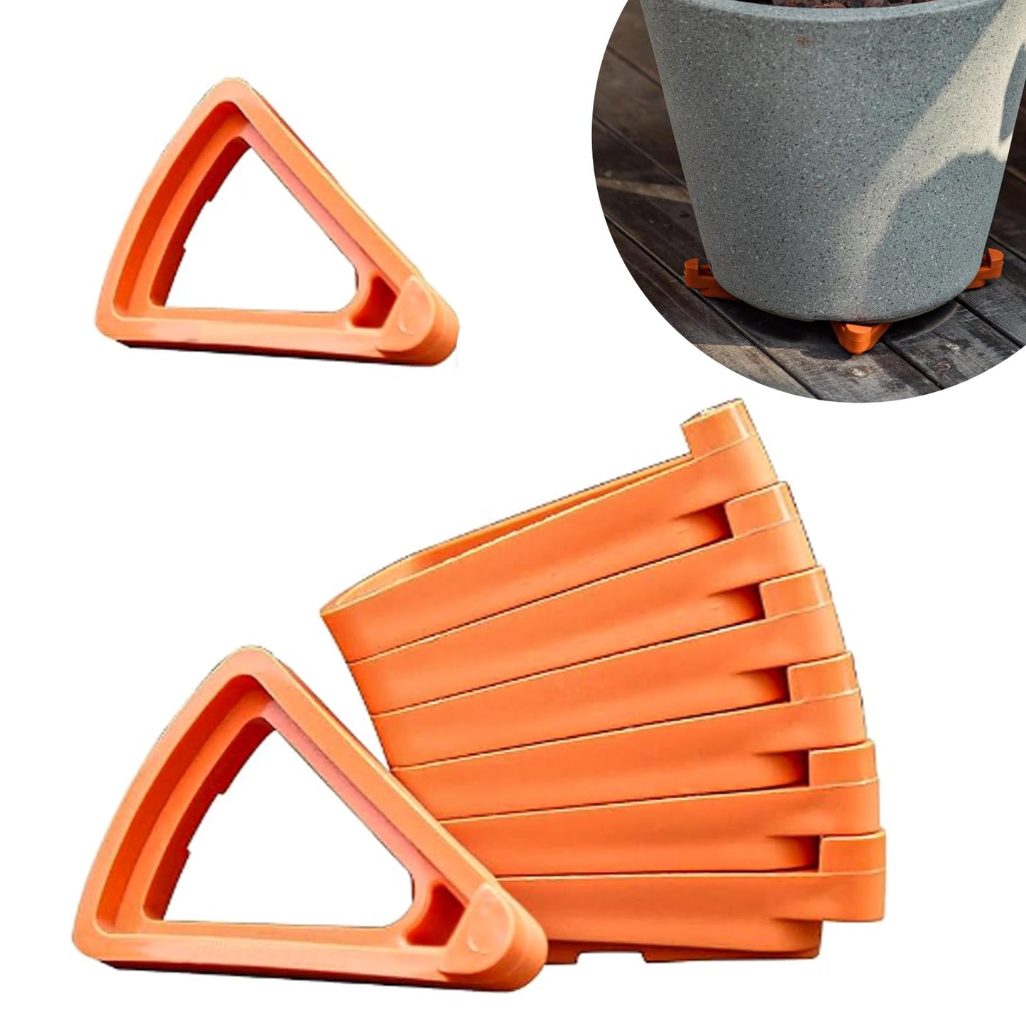alalalight 24PCS Flower Pot Risers Toes，Invisible Plant Pot Feet for Outdoor Planters，Indoor Secure Compressive Environmental Triangular Lifters Supports (Small Orange)