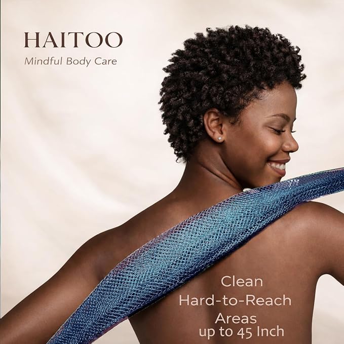African Net Sponge Authentic, 3 Pieces African Exfoliating Net Sponge Body Back Scrubber Exfoliating Washcloth for Shower Bath for All Types (Olive Green+Yellow+Light Purple, 3 Pcs)