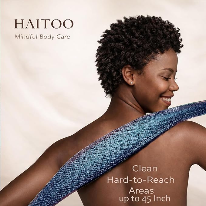 African Net Sponge Authentic, 3 Pieces African Exfoliating Net Sponge Body Back Scrubber Exfoliating Washcloth for Shower Bath for All Types Skin (Brown+Yellow+Green, 3 Pcs)