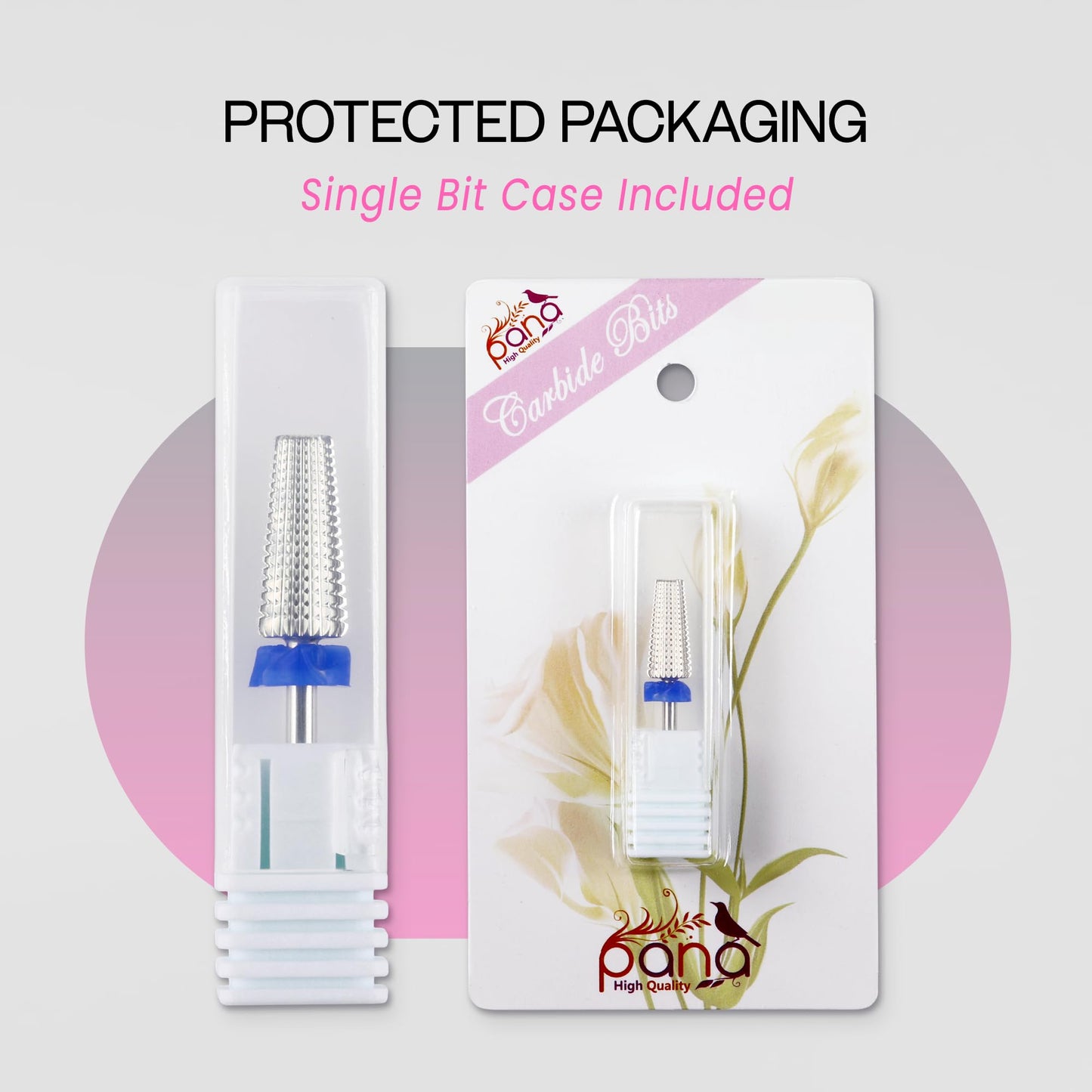 PANA Nail Carbide 5 in 1 Bit - Two Way Rotate use for Both Left and Right Handed - Fast Remove Acrylic or Hard Gel - 3/32" Shank - Manicure, Nail Art, Drill Machine (Fine - F, Silver)