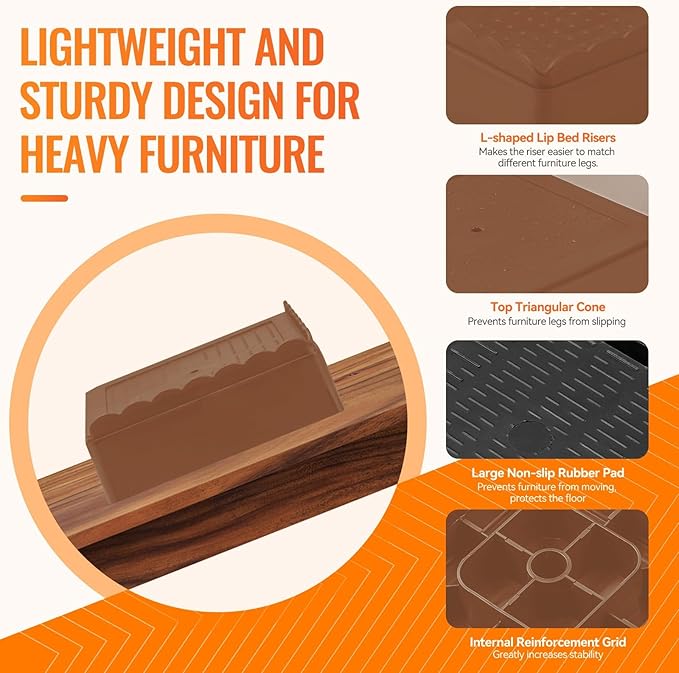 Furniture Risers, 4 Pack Bed Risers