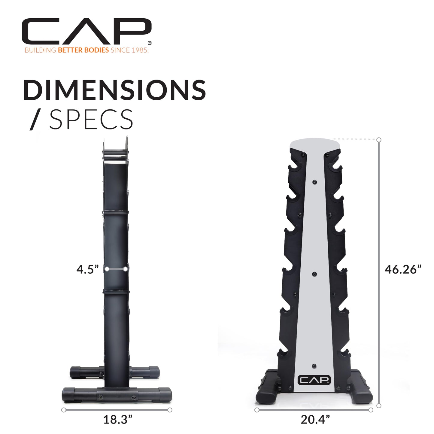 CAP Barbell Rubber Coated Dumbbell Weight Set with Vertical Rack | 100 lb, 150 lb, and 210 lb Options