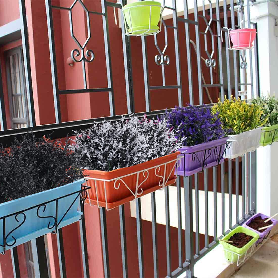 RECUTMS Artificial Flowers Outdoor Fake Plants Artificial Fake Flowers, Faux Outdoor Plastic Plants UV Resistant Shrubs No Fade Faux Plastic Plants Garden Porch Window Box Decorating(Black)
